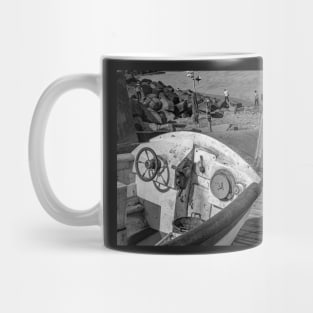 Crab fishing boat on Sheringham beach, Norfolk Mug